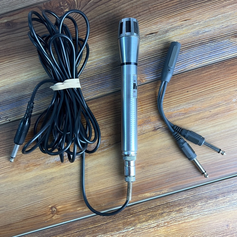 Vintage Japan Handheld Dynamic Microphone On Off Switch 1/4" 12ft Cord Tested